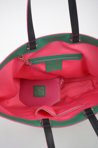 Leather TRAVEL IN LOVE shopper Bag