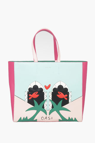 Leather TRAVEL IN LOVE shopper Bag
