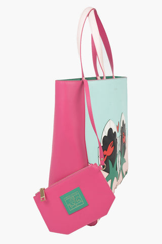 Leather TRAVEL IN LOVE shopper Bag