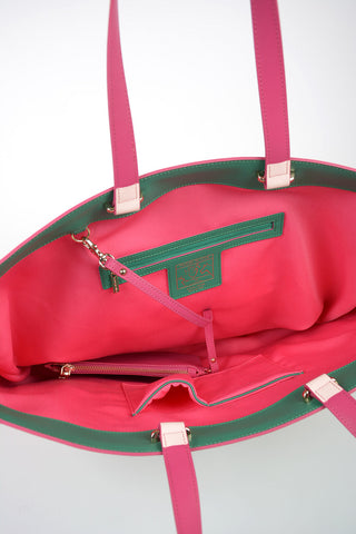 Leather TRAVEL IN LOVE shopper Bag