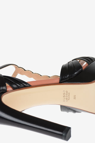 Leather T-Strap Sandals Heel 13cm