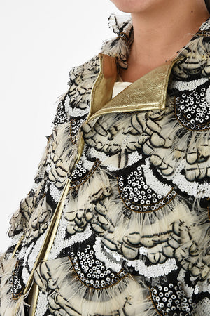 Coat with Feathers and Sequins