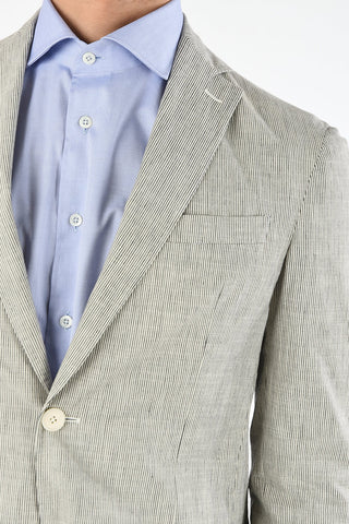 CC COLLECTION Balanced Stripe Linen Blend Blazer