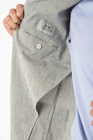 CC COLLECTION Balanced Stripe Linen Blend Blazer