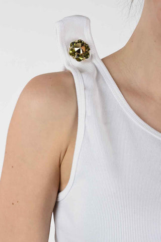 205W39NYC ribbed tank top with Jewel Pin