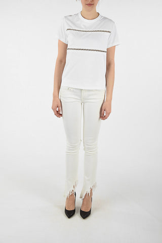 NOIR KEI NINOMIYA 6 GENIUS Cotton Crew-neck T-shirt with Chain Detail