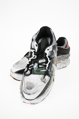 MM22 Leather and Fabric Vintage Effect Sneakers