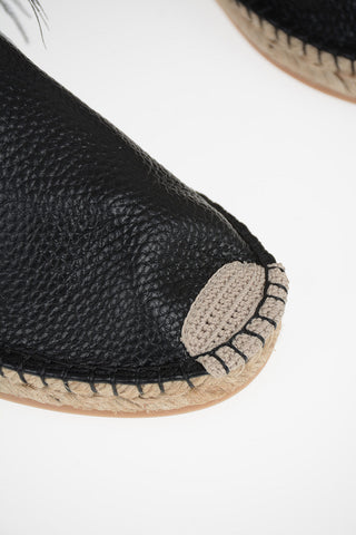 GARAVANI Leather Espadrilles with Feathers Application