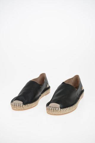GARAVANI Leather Espadrilles with Feathers Application