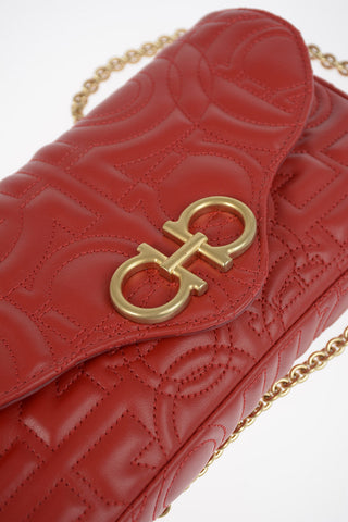 Matelassé-leather Pouch-wallet with Chain