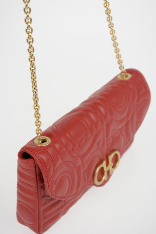 Matelassé-leather Pouch-wallet with Chain