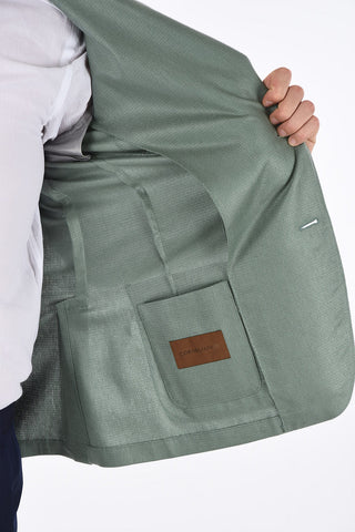 ID Giacca a 2 Bottoni Sfoderata in Seta Con Tasche a Toppa 