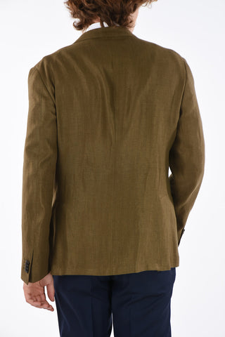 Silk and Linen peak lapel GATE double-breasted blazer
