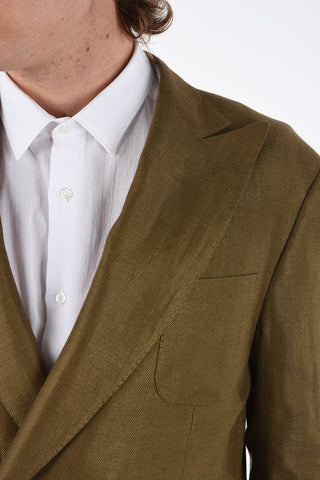 Silk and Linen peak lapel GATE double-breasted blazer