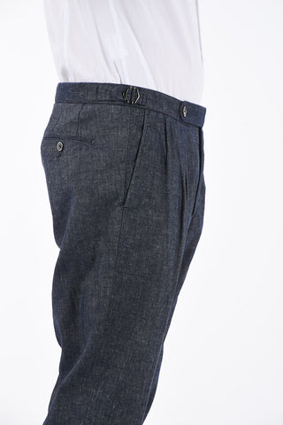 Cotton and Linen Double Pleat Pants