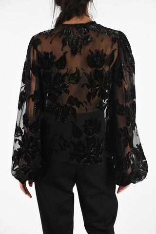Embroidered Blouse with Tassels