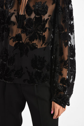 Embroidered Blouse with Tassels