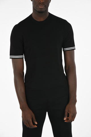 Short Sleeve Sweater with Contrasting Trimmings