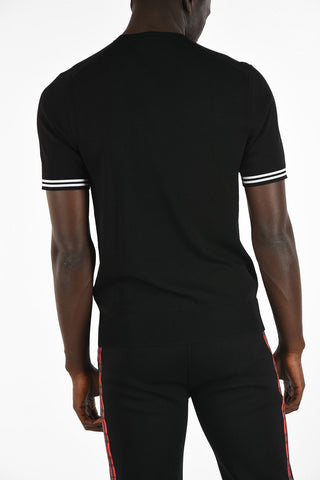 Short Sleeve Sweater with Contrasting Trimmings