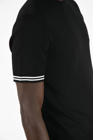 Short Sleeve Sweater with Contrasting Trimmings