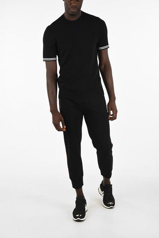 Short Sleeve Sweater with Contrasting Trimmings