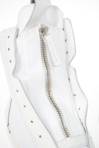 Leather and Fabric High-Top Sneakers