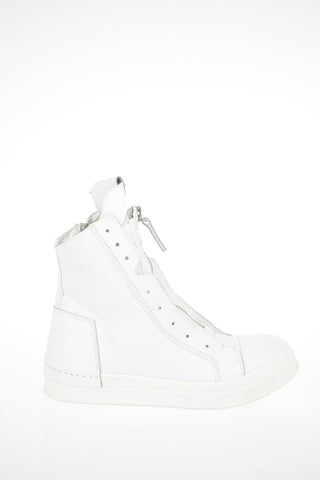 Leather and Fabric High-Top Sneakers