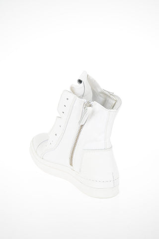 Leather and Fabric High-Top Sneakers
