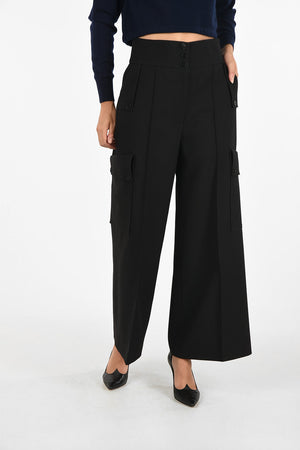 High-Waisted Wool Cargo Pants
