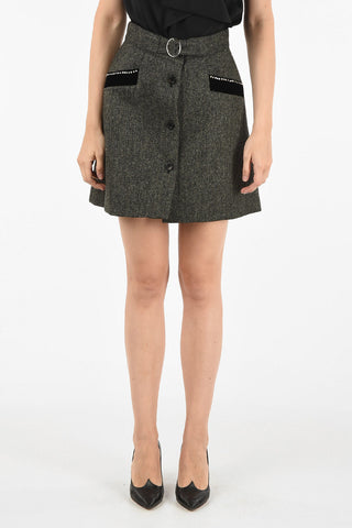 plain herringbone mini a-line skirt