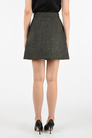 plain herringbone mini a-line skirt