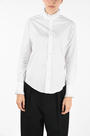 awning striped ruffle collar blouse