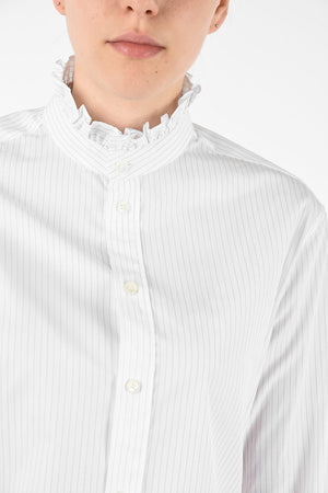 awning striped ruffle collar blouse