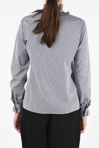 awning striped ruffle collar blouse