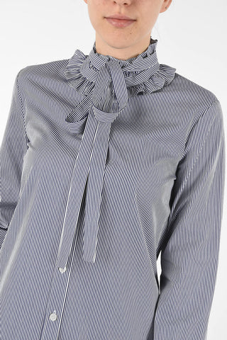awning striped ruffle collar blouse