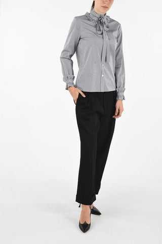 awning striped ruffle collar blouse