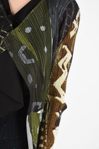 PLEATS PLEASE abstract print cardigan