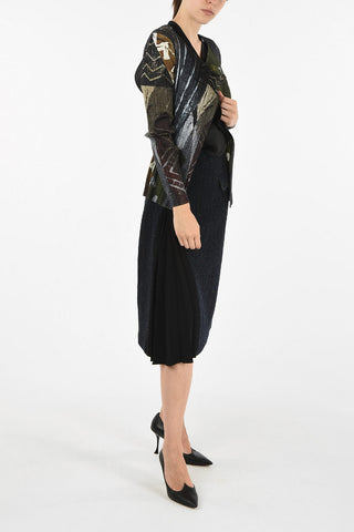 PLEATS PLEASE abstract print cardigan