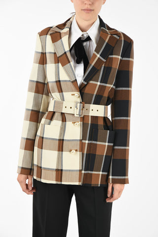 giacca gingham check con cintura