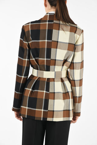 giacca gingham check con cintura