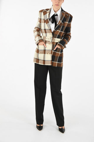 giacca gingham check con cintura