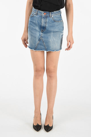 Distressed Denim Mini Skirt
