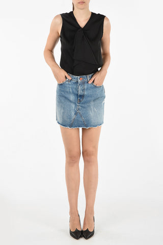 Distressed Denim Mini Skirt