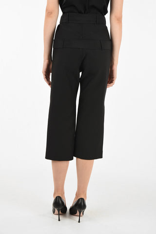 pantalone capri a vita alta con cintura