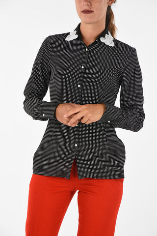 polka dots silk blouse