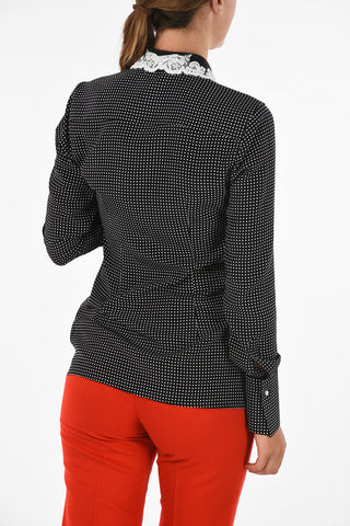 polka dots silk blouse