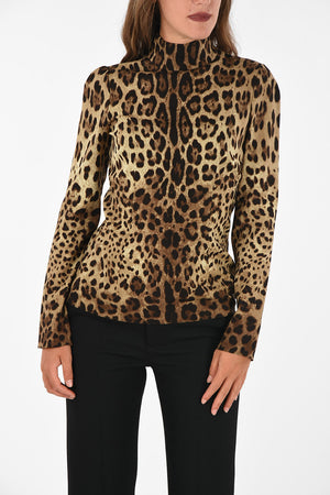 cheetah-print silk sweater