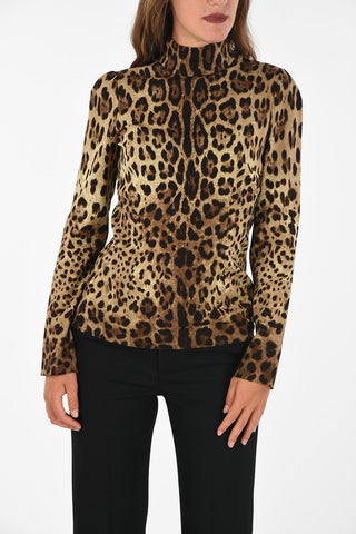 cheetah-print silk sweater