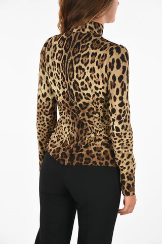 cheetah-print silk sweater