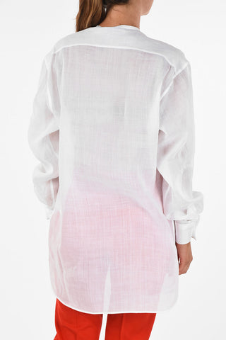blusa ricamo in perline collo coreana